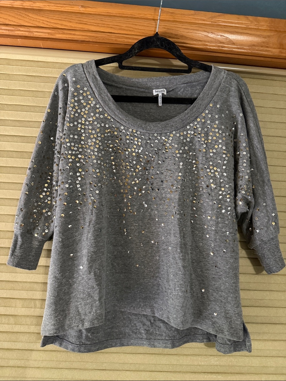 Splendid Gray Sequin-Embellished Women's Sweatshirt